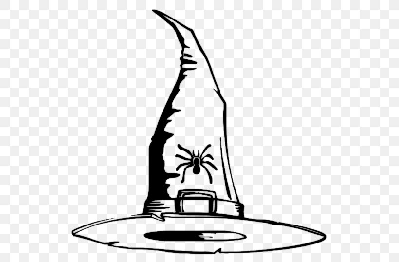 Black And White Witch Hat Witchcraft Clip Art, PNG, 549x538px, Black And White, Artwork, Black, Coloring Book, Com Download Free