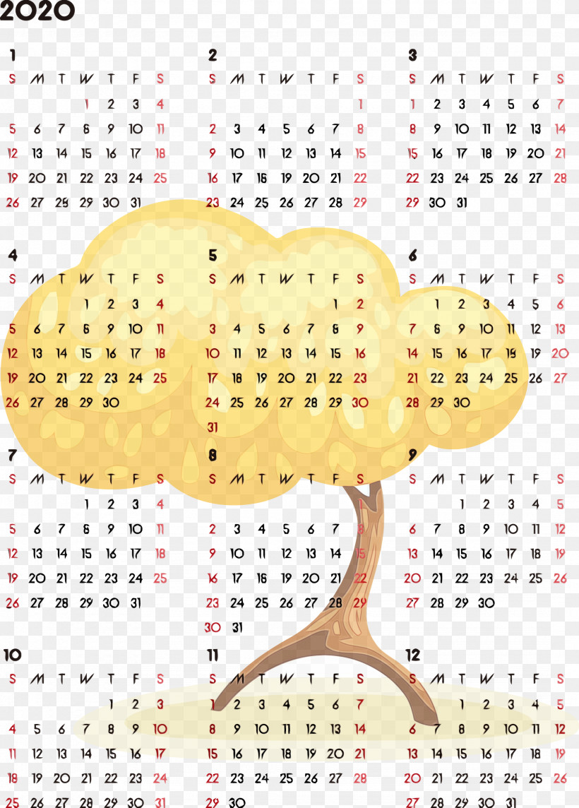 Text Calendar, PNG, 2150x3000px, 2020 Calendar, 2020 Yearly Calendar, Calendar, Paint, Printable 2020 Yearly Calendar Download Free
