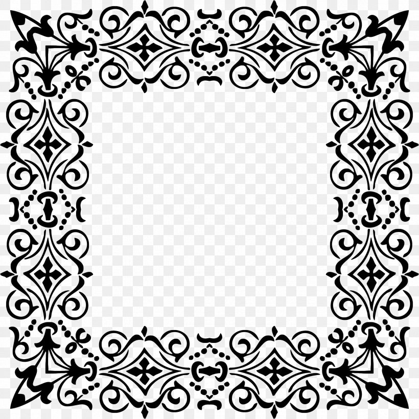 Picture Frames Ornament, PNG, 2346x2346px, Picture Frames, Area, Black, Black And White, Border Download Free