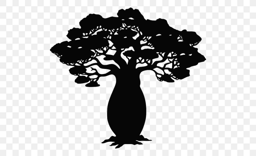 African Trees Silhouette, PNG, 500x500px, Africa, African Trees, Baobab, Black And White, Branch Download Free