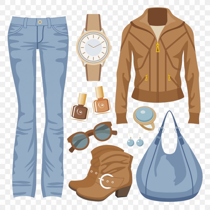 Fashion Jacket Jeans Clothing, PNG, 1000x1000px, Fashion, Bag, Brown, Clothing, Cosmetics Download Free