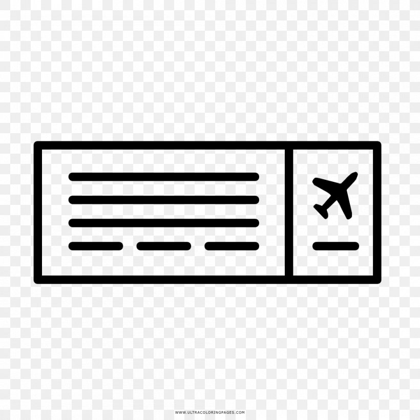 Airplane Airline Ticket Drawing Coloring Book, PNG, 1000x1000px, Airplane, Air Transportation, Airline, Airline Ticket, Area Download Free