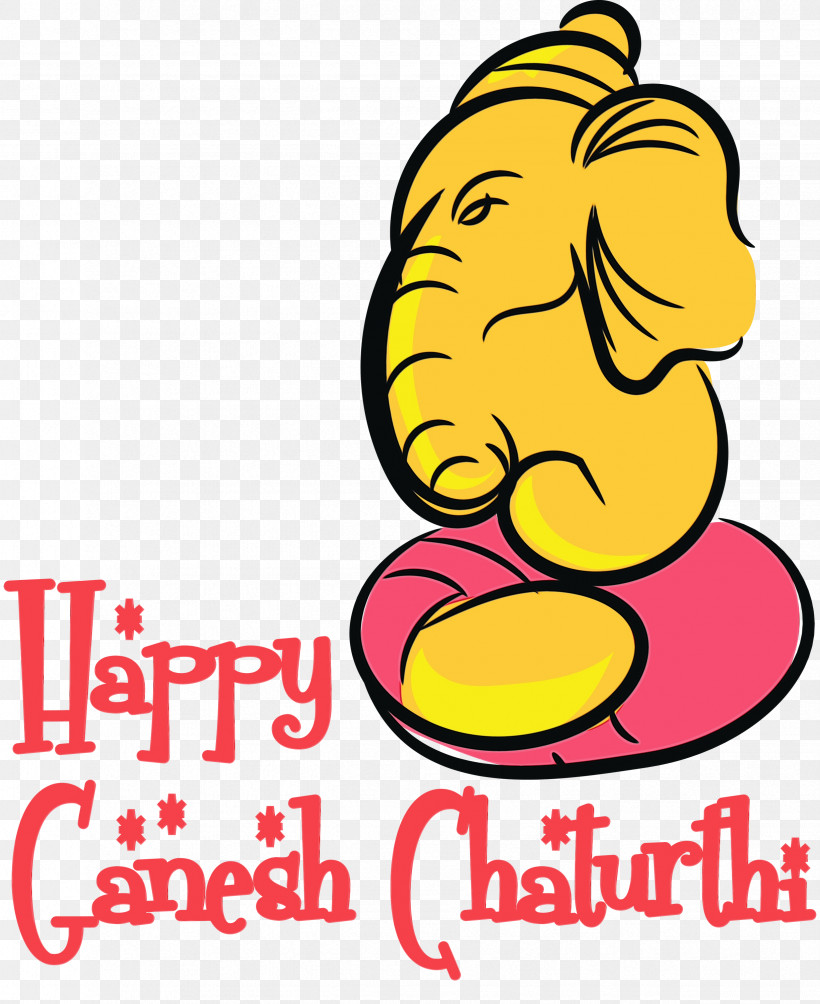 Cartoon Yellow Smiley Happiness Line, PNG, 2448x3000px, Ganesh Chaturthi, Behavior, Cartoon, Ganesh, Geometry Download Free