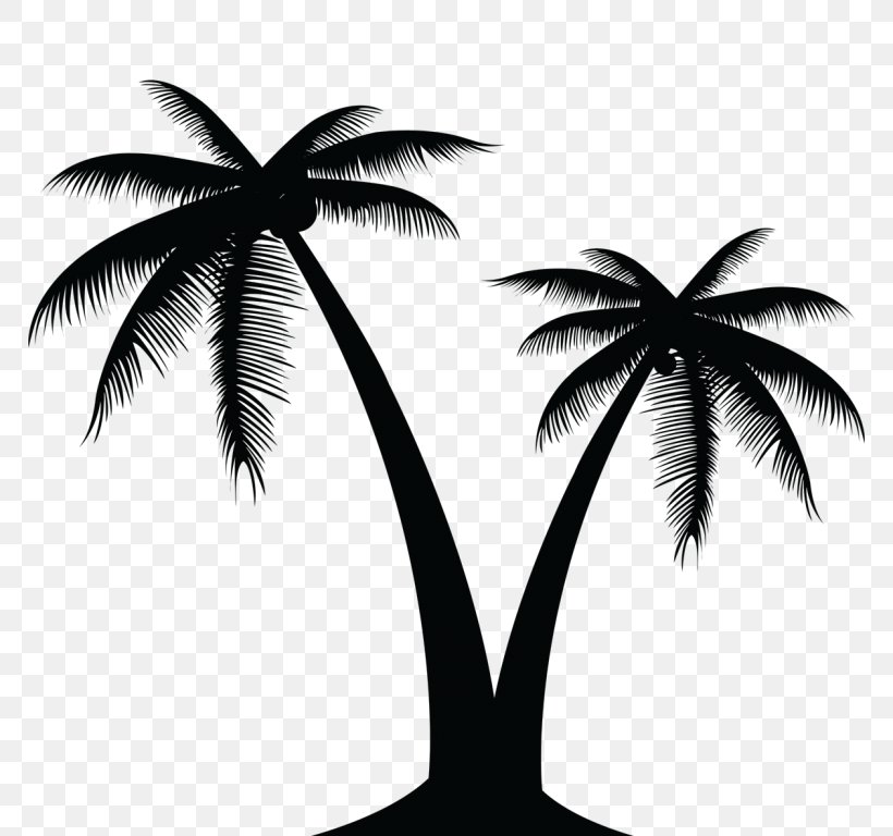 Arecaceae Tree Clip Art, PNG, 768x768px, Arecaceae, Arecales, Black And White, Flowering Plant, Leaf Download Free