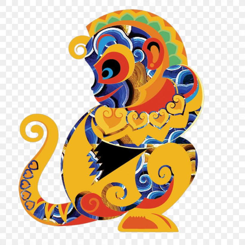 Monkey Chinese New Year Chinese Zodiac, PNG, 1000x1000px, Monkey, Art, Chinese New Year, Chinese Zodiac, Symbol Download Free
