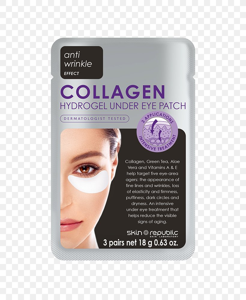 Skin Republic Collagen Hydrogel Under Eye Patch Eyepatch Skin Care, PNG, 500x1000px, Eyepatch, Antiaging Cream, Beauty, Cheek, Chin Download Free