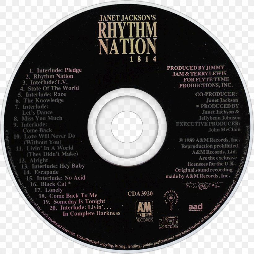 Janet Jackson's Rhythm Nation 1814 Compact Disc Texas A&M University Import, PNG, 1000x1000px, Compact Disc, Album, Brand, Cd Usa, Dvd Download Free