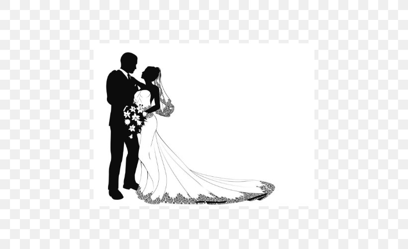 Wedding Bride Silhouette Clip Art, PNG, 500x500px, Wedding, Black And White, Bride, Bridegroom, Couple Download Free