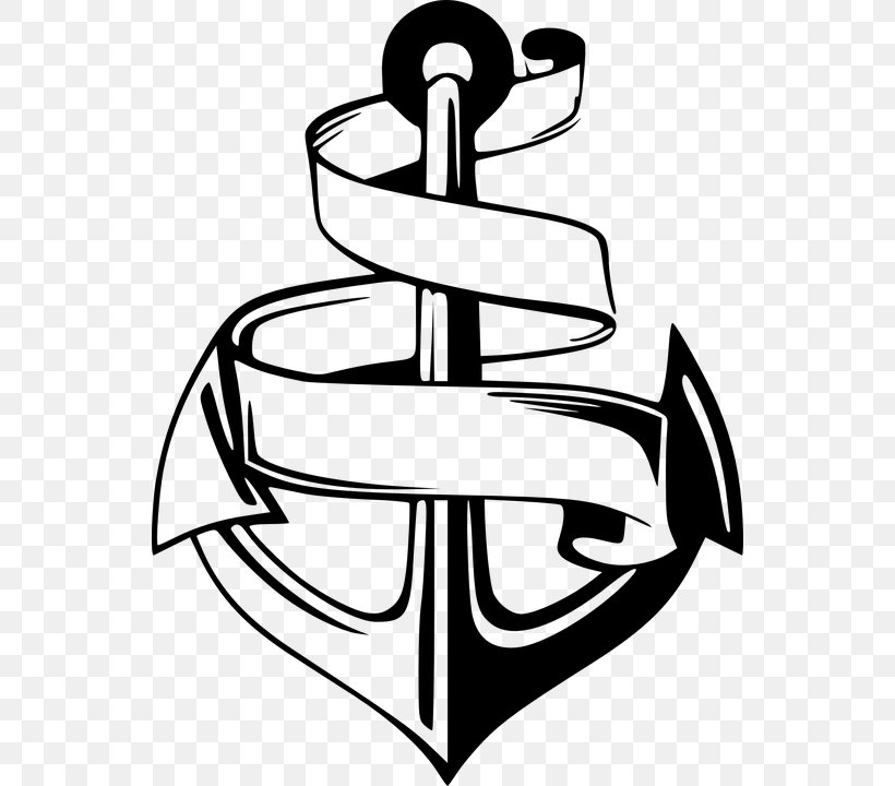 Anchor Black And White Clip Art, PNG, 542x720px, Anchor, Artwork, Black And White, Drawing, Hand Download Free