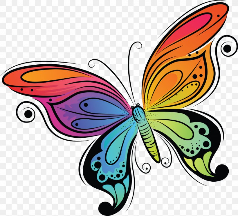 Butterfly Drawing Clip Art, PNG, 1000x905px, Butterfly, Art, Artwork, Brush Footed Butterfly, Digital Painting Download Free