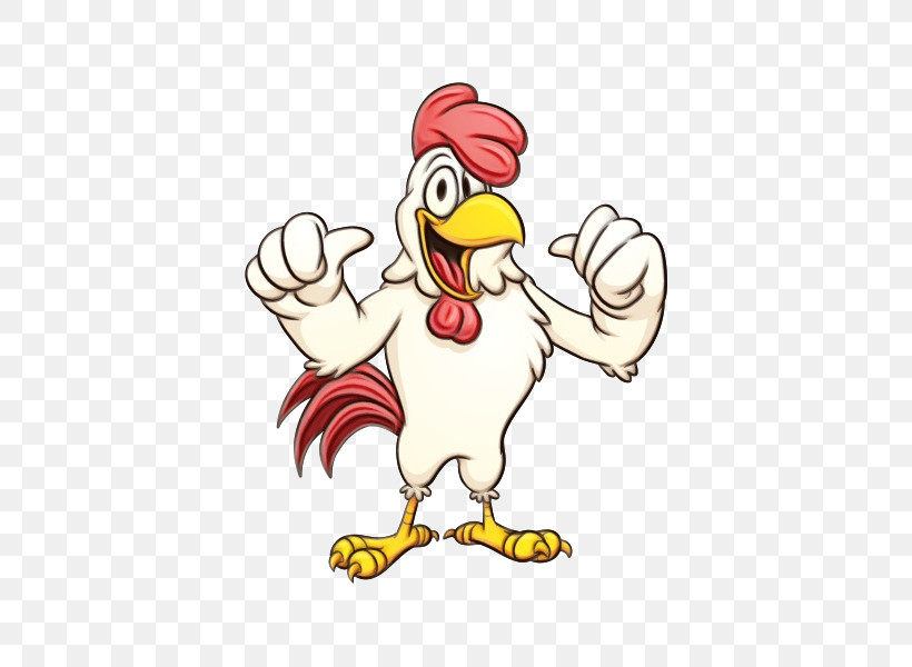Chicken Cartoon Rooster Bird Beak, PNG, 600x600px, Watercolor, Animation, Beak, Bird, Cartoon Download Free