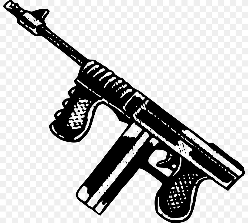 Thompson Submachine Gun Firearm Weapon Clip Art, PNG, 800x738px, Watercolor, Cartoon, Flower, Frame, Heart Download Free