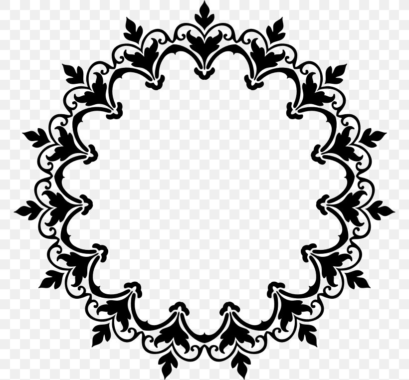 Circle Damask Clip Art, PNG, 766x762px, Damask, Black, Black And White, Drawing, Leaf Download Free