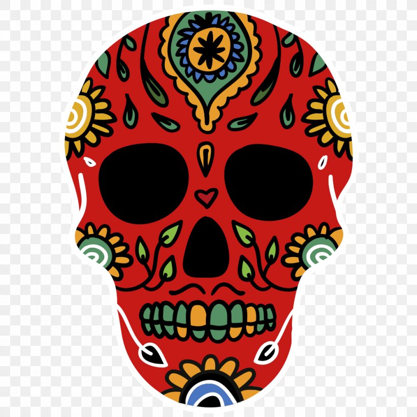Skull La Calavera Catrina Clip Art, PNG, 1000x1000px, Skull, Bone, Calavera, Coco, Day Of The Dead Download Free