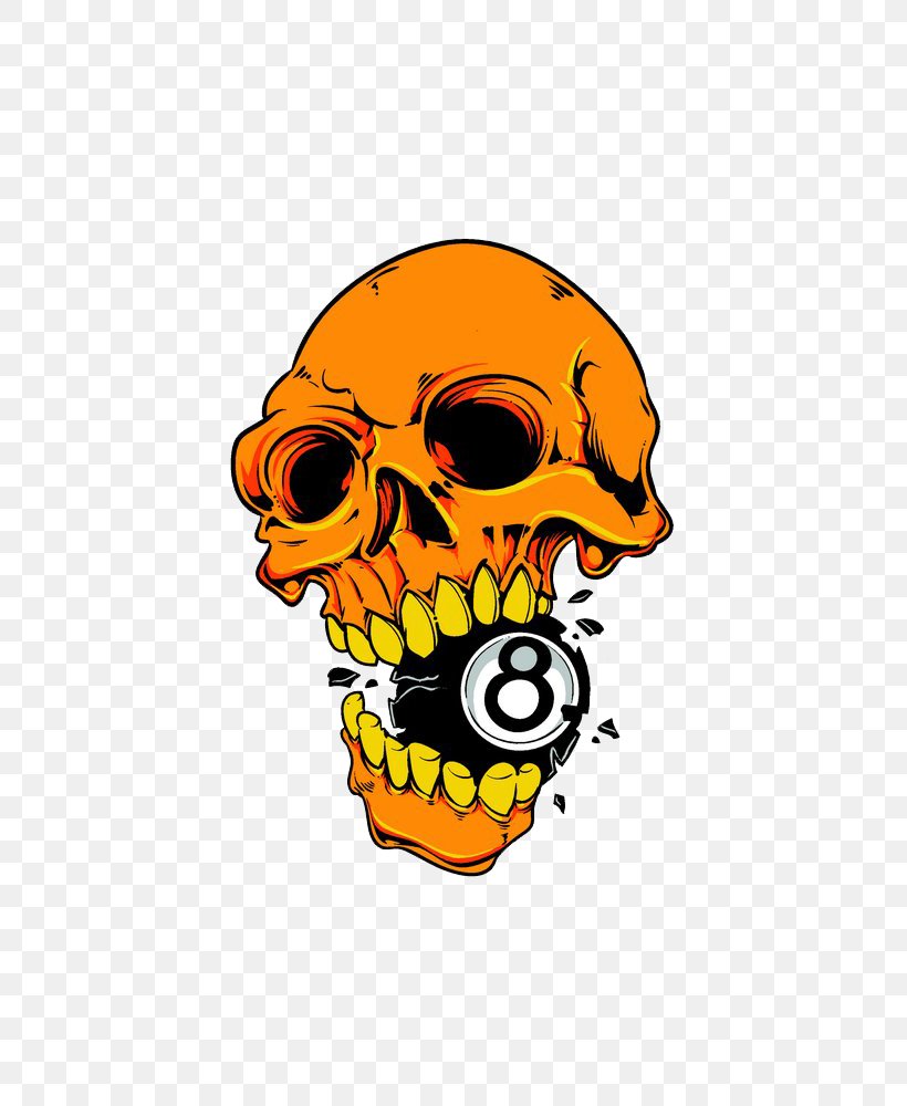 T-shirt Skull Clip Art, PNG, 707x1000px, Tshirt, Bone, Cartoon, Eightball, Orange Download Free
