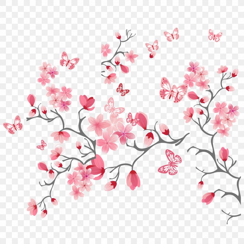 Cherry Blossom Flower Pink, PNG, 2083x2083px, Cherry Blossom, Blossom, Branch, Cherry, Flora Download Free
