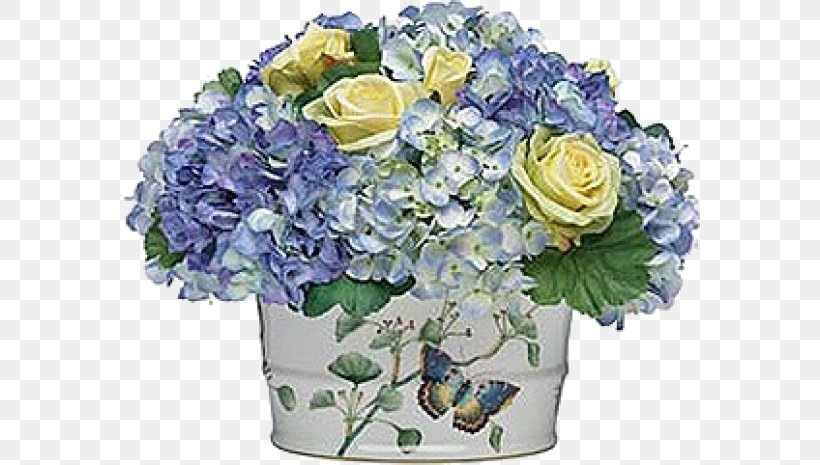 Blue Rose Hydrangea Floral Design Cut Flowers Flower Bouquet, PNG, 580x465px, Blue Rose, Artificial Flower, Blue, Cornales, Cut Flowers Download Free