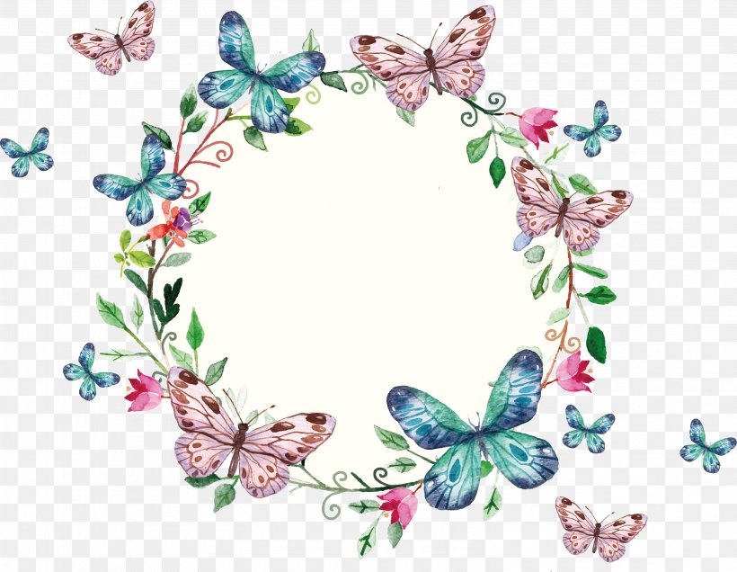 Picture Frames Butterfly Scrapbooking Paper, PNG, 3131x2429px, Picture Frames, Art, Brush Footed Butterfly, Butterfly, Flora Download Free