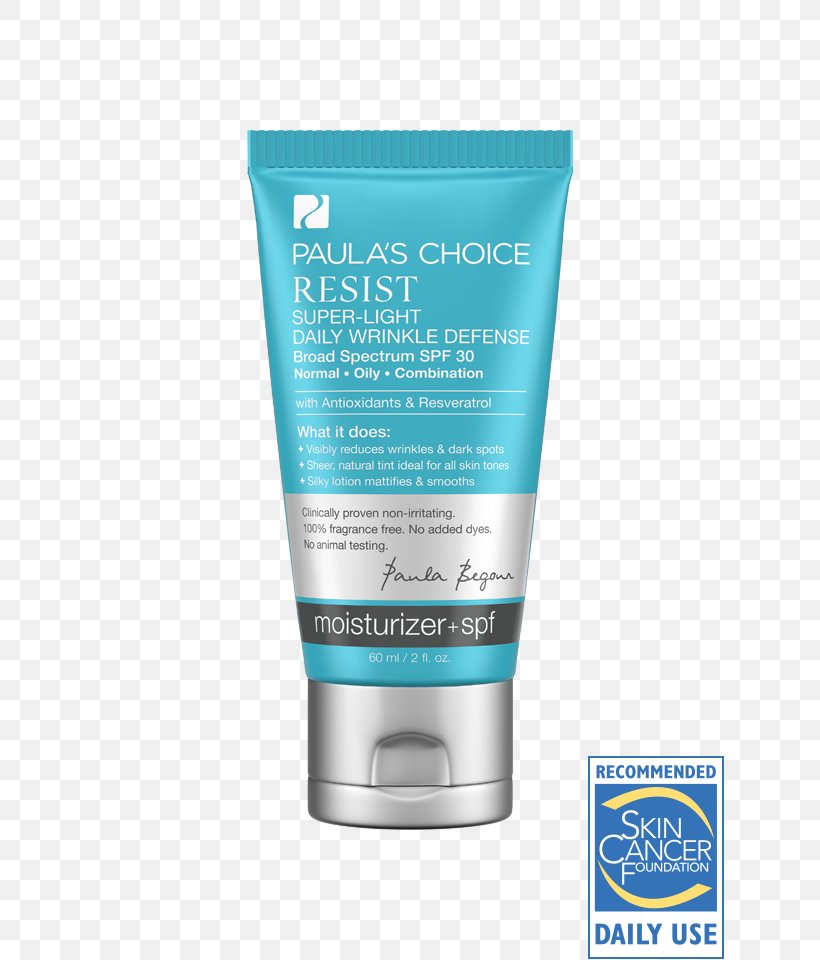 Sunscreen Lotion Cream Paula's Choice Resist Super-Light Daily Wrinkle Defense SPF 30 Moisturizer, PNG, 630x960px, Sunscreen, Ageing, Antioxidant, Cream, Epidermis Download Free