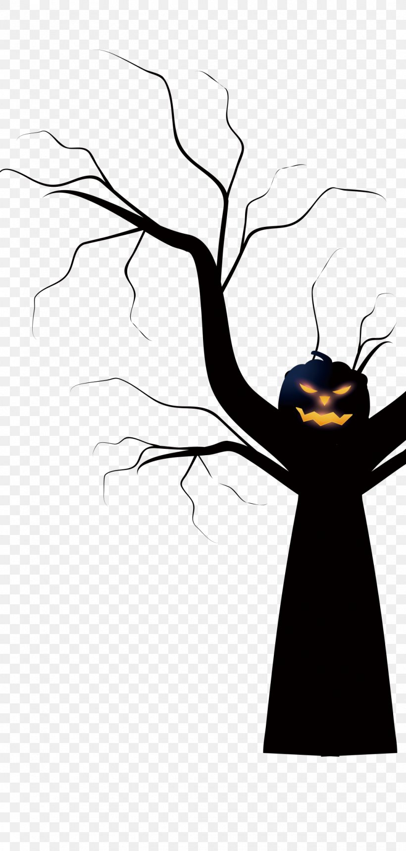 Halloween Download, PNG, 1072x2247px, Halloween, Art, Black And White, Branch, Cartoon Download Free