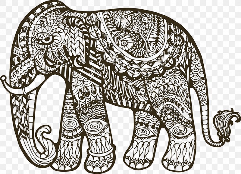 Coloring Book Adult Child Mandala Page, PNG, 897x650px, Coloring Book, Adult, African Elephant, Art, Black And White Download Free