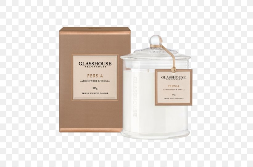 Glasshouse Fragrances Persia Jasmine Wood & Vanilla 350g Glasshouse Candle Perfume Glasshouse Triple Scented Candle, PNG, 600x541px, Perfume, Adore Beauty, Aroma Compound, Candle, Lighting Download Free
