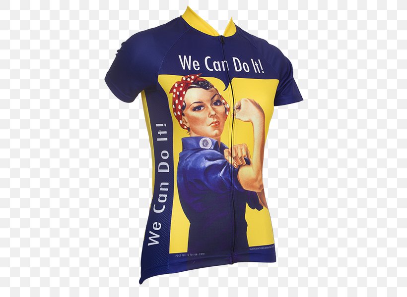 T-shirt Cycling Jersey Sleeve Rosie The Riveter Clothing, PNG, 600x600px, Tshirt, Brand, Clothing, Cycling, Cycling Jersey Download Free