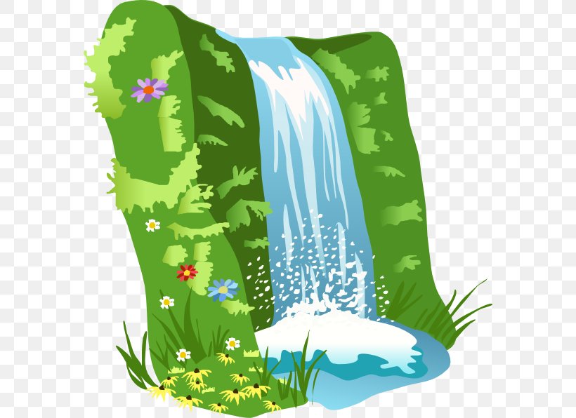 Waterfall Free Content Clip Art, PNG, 582x596px, Waterfall, Drawing, Free Content, Grass, Green Download Free