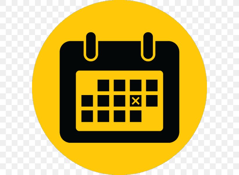 Symbol Sign Yellow, PNG, 600x600px, Calendar Date, Area, Brand, Calendar, Emoticon Download Free