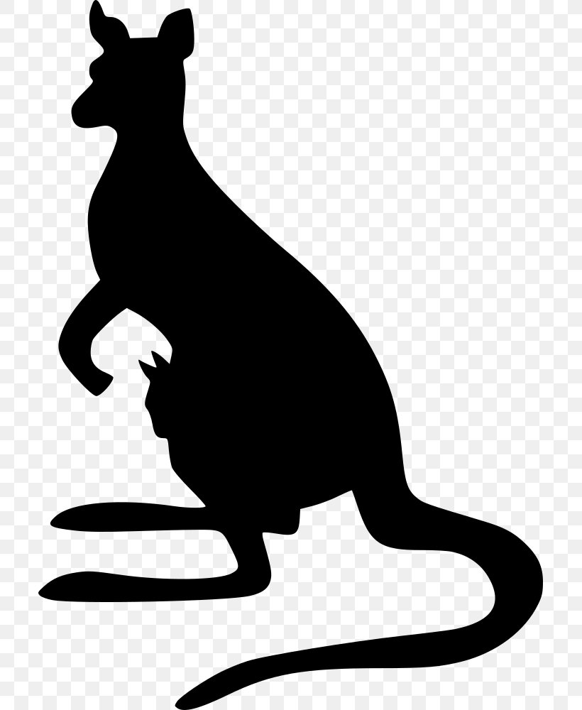 Kangaroo Silhouette Cat Clip Art, PNG, 711x1000px, Kangaroo, Artwork, Black, Black And White, Carnivoran Download Free
