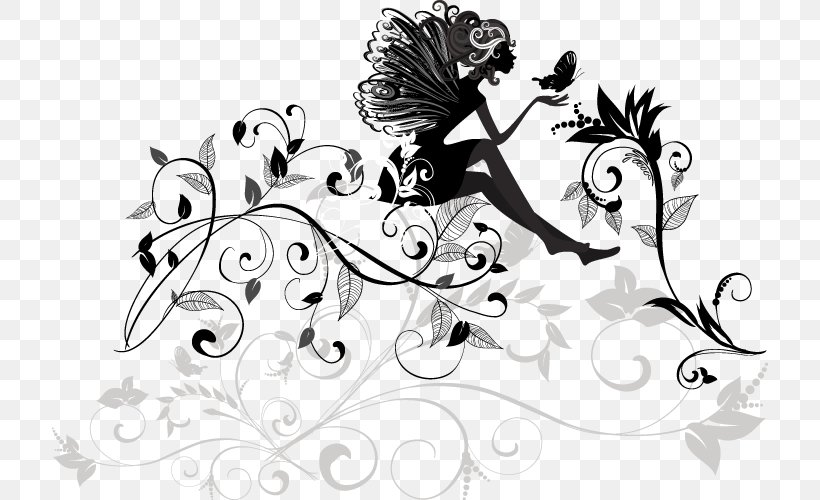 Fairy Tattoo Duende Drawing Maravilloso, PNG, 716x500px, Fairy, Art, Black And White, Branch, Drawing Download Free