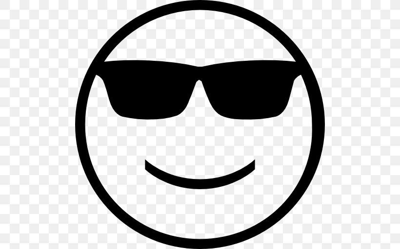 Smiley Sunglasses Smirk Emoticon, PNG, 512x512px, Smiley, Black And White, Clothing, Emoji, Emoticon Download Free