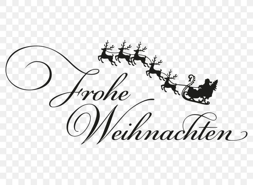 Black And White Santa Claus Reindeer Christmas Day, PNG, 800x600px, Black And White, Art, Black, Brand, Calligraphy Download Free