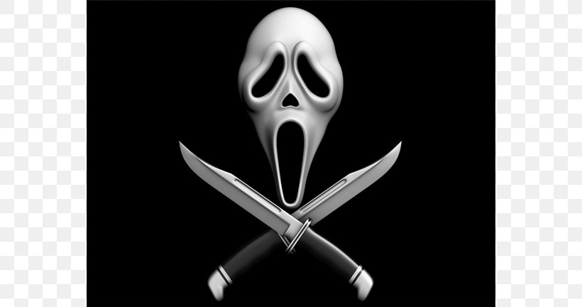 Ghostface Knife Scream Horror Thriller Film, PNG, 768x432px, Ghostface, Art, Black And White, Bone, Canvas Download Free