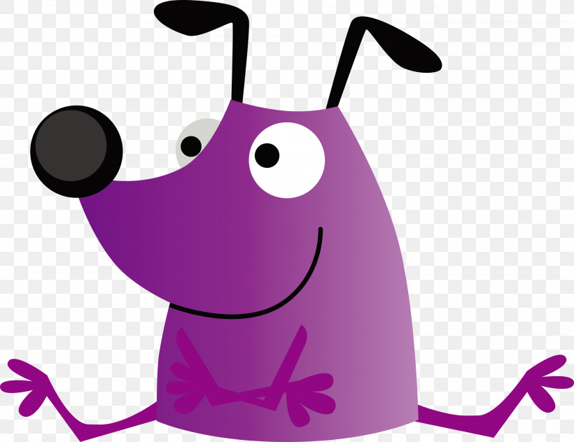 Violet Purple Cartoon Pink Magenta, PNG, 3000x2315px, Cute Cartoon Dog, Cartoon, Magenta, Pink, Purple Download Free