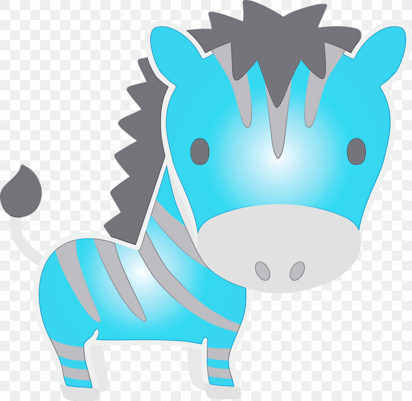Cartoon Animal Figure Snout Turquoise, PNG, 3000x2930px, Watercolor, Animal Figure, Cartoon, Paint, Snout Download Free