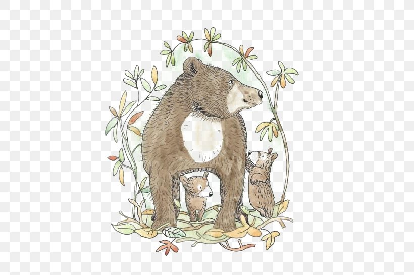Brown Bear Raccoon Illustrator Illustration, PNG, 510x545px, Watercolor, Cartoon, Flower, Frame, Heart Download Free