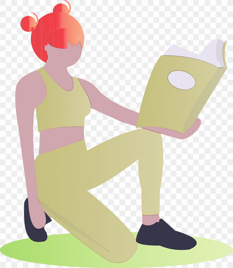 Cartoon Sitting, PNG, 2613x3000px, Reading Book, Cartoon, Fashion, Girl, Paint Download Free