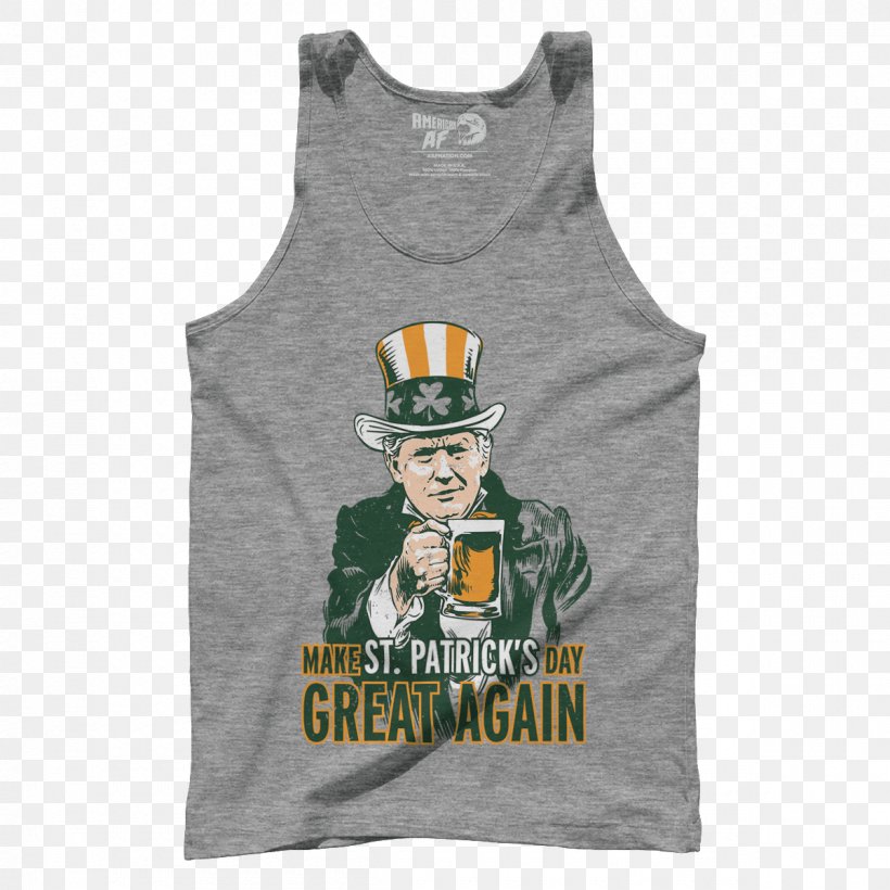 Crippled America Saint Patrick's Day T-shirt Gilets Sleeveless Shirt, PNG, 1200x1200px, Crippled America, Active Tank, Alliance Of American Football, Americans, Brand Download Free