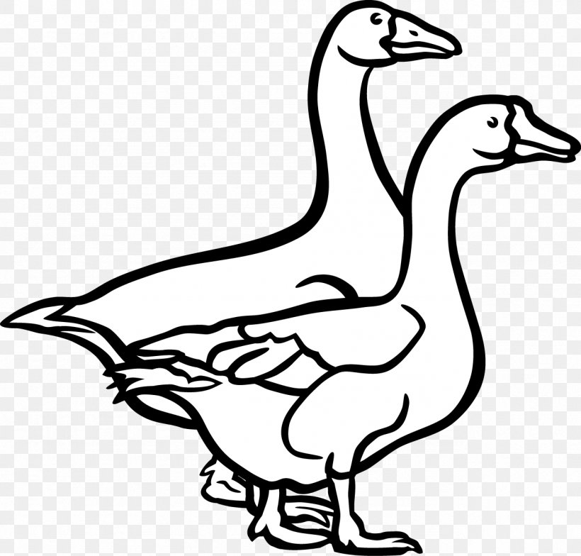 Goose Duck Bird Black And White Clip Art, PNG, 1282x1226px, Goose, Artwork, Beak, Bird, Black And White Download Free