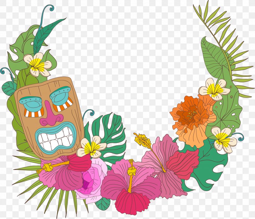 Hawaiian Flowers Decorative Frame, PNG, 2817x2422px, Hawaii, Aloha, Art, Clip Art, Floral Design Download Free