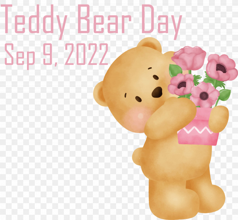 Teddy Bear, PNG, 5272x4877px, Bears, Birthday, Cuteness, Flower, Pink Download Free