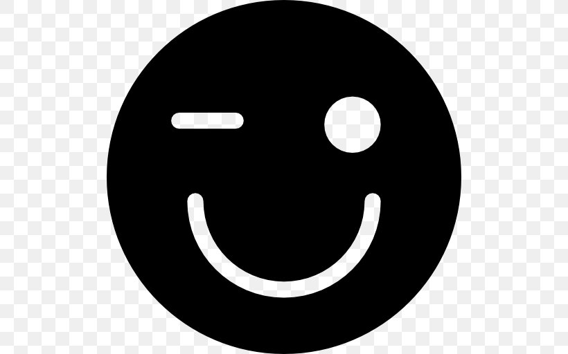 Smiley Emoticon Wink, PNG, 512x512px, Smiley, Black And White, Emoticon, Face, Facial Expression Download Free
