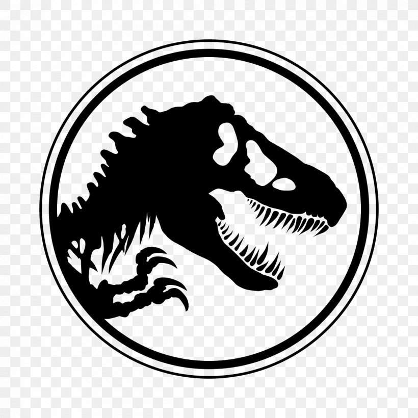 The Lost World YouTube Velociraptor Jurassic Park Logo, PNG, 1200x1200px, Lost World, Black And White, Carnivoran, Dinosaur, Fictional Character Download Free