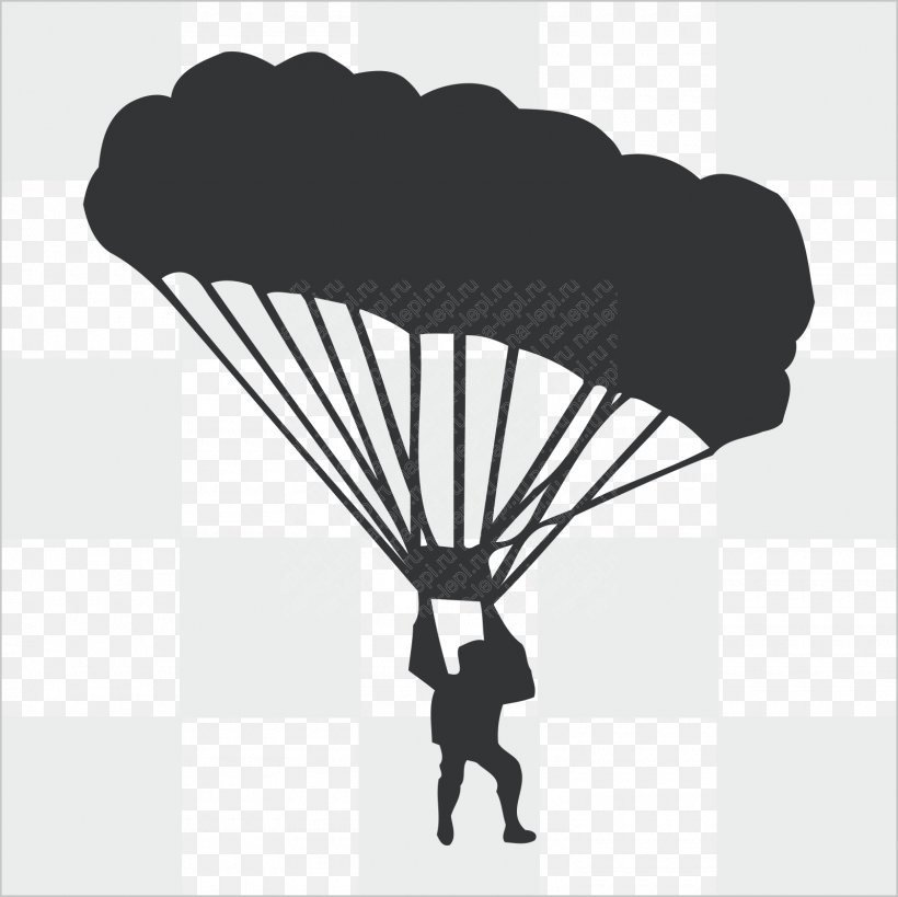 Parachute Parachuting Clip Art, PNG, 1600x1600px, Parachute, Black And White, Decal, Furniture, Monochrome Download Free