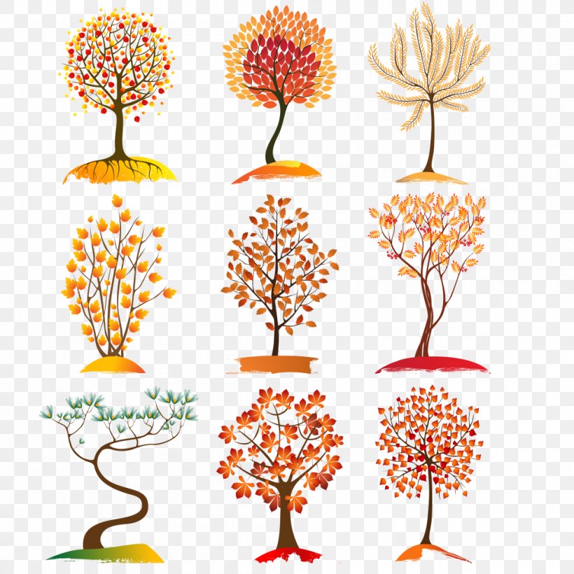Autumn Leaf Color Tree Icon, PNG, 1000x1000px, Autumn, Autumn Leaf Color, Branch, Drawing, Floral Design Download Free