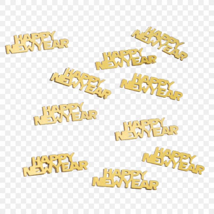 Streudeko Happy New Year Gold Metallic-Konfetti Happy New Year Font, PNG, 1000x1000px, Gold, Material, Metal, Text, Yellow Download Free