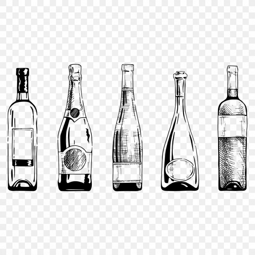 Port Wine Champagne Bottle, PNG, 1000x1000px, Wine, Alcoholic Drink, Art, Barware, Black And White Download Free