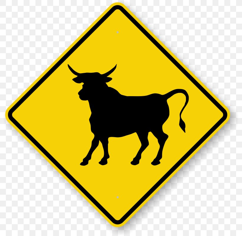 Cattle Open Range Warning Sign Road, PNG, 800x800px, Cattle, Area, Black And White, Cattle Like Mammal, Dog Like Mammal Download Free