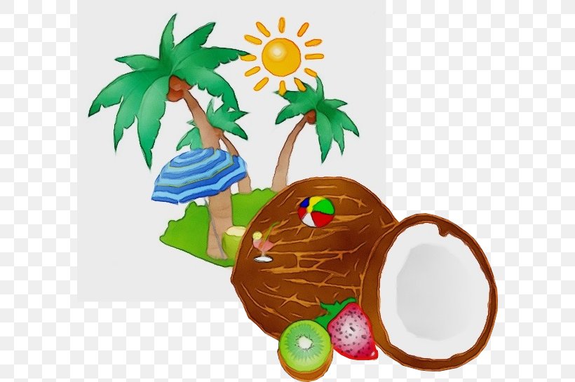 Coconut Tree Drawing, PNG, 600x545px, Watercolor, Coconut, Drawing, Fruit, Leaf Download Free